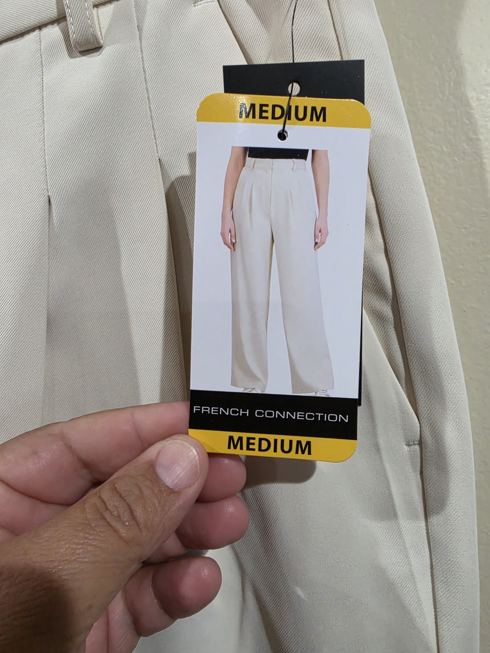French Connection Ivory Wide-Leg High Waist Trousers Size M - Picture 3 of 8
